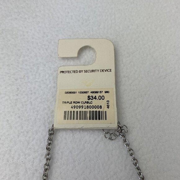 Arden B Triple Row Beaded Necklace Reversible Blue Black Ivory - Picture 7 of 8